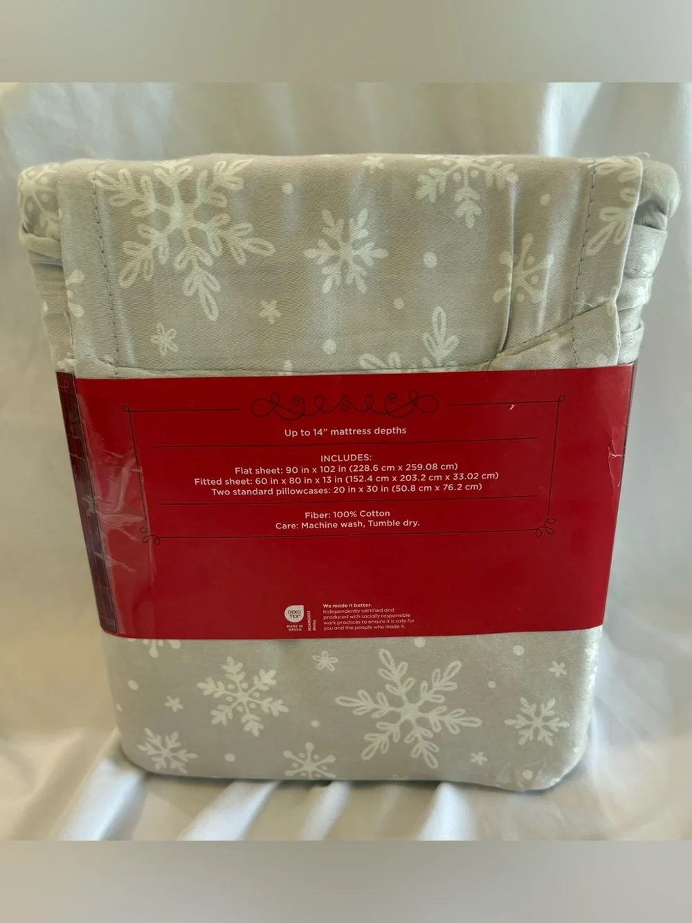 WONDERSHOP AT TARGET QUEEN HOLIDAY SNOWFLAKES COTTON SHEET SET NEW NWT